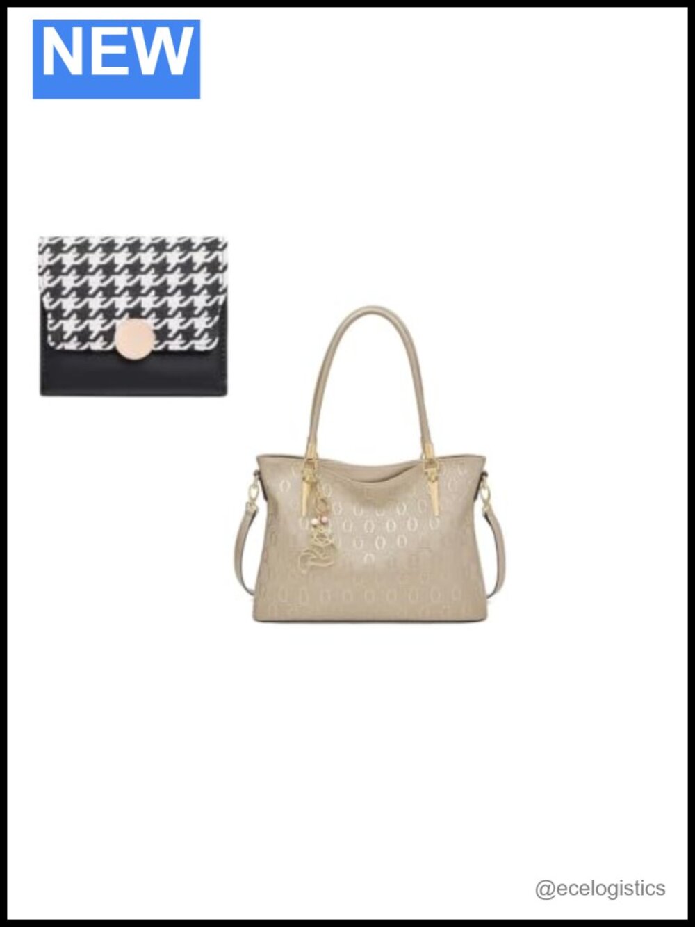 Genuine Leather Medium Tote Handbag for Women with Matching Wallet